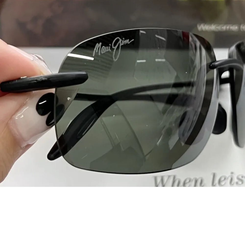 Maui Jim LIGHTHOUSE Polarized Rimless Translucent Smoke Grey Sunglasses With Box